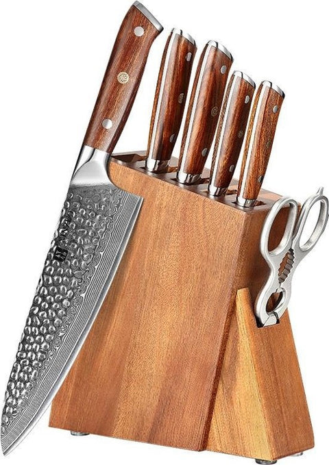 XinZuo B13D Yu damascus messenset met messenblok 7-delig