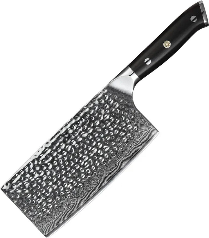 XinZuo B13H Yu cleaver met damaststructuur en zwart handvat