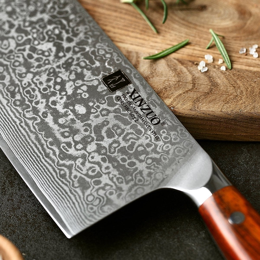 Damascus lemmet van de XinZuo B13R Yu cleaver