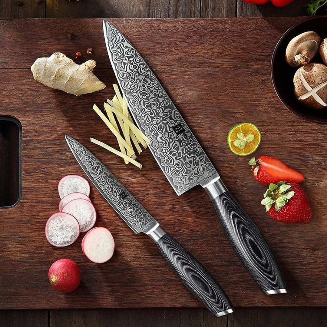 XinZuo B20 Ya messenset op snijplank met ingrediënten