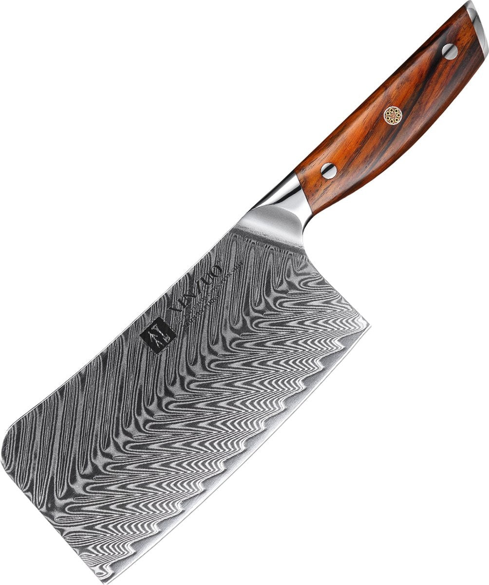 XinZuo B27 Yi hakmes van 17 cm met houten handvat, vooraanzicht