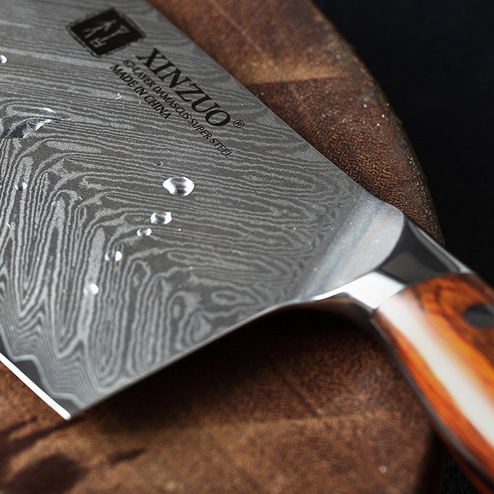 Lemmet en handvat van de XinZuo B27 Yi cleaver