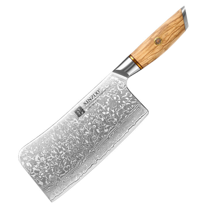 XinZuo B37 Lan hakmes met damastpatroon en houten handvat