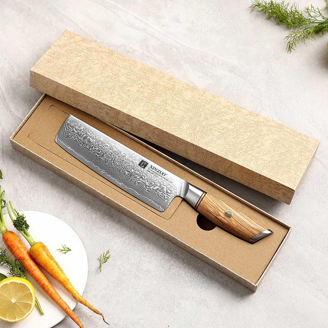XinZuo B37 Lan nakiri mes in de geschenkdoos
