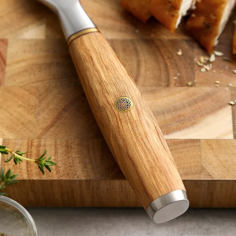 Houten handvat van de XinZuo B37 Lan vleesvork